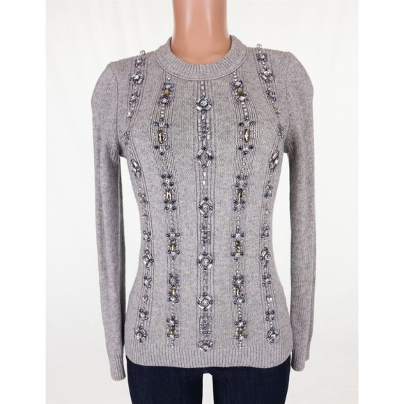 TORY BURCH S Jewel Embellished Etta Sweater in Gray - Picture 6 of 15